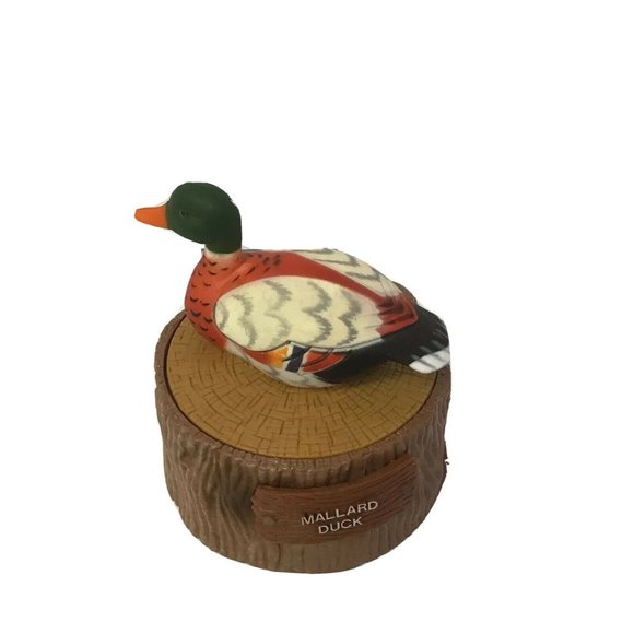 Vintage Duck Decoy Mallard Oval Plastic Brown Storage Box Decor 3" - Picture 1 of 7